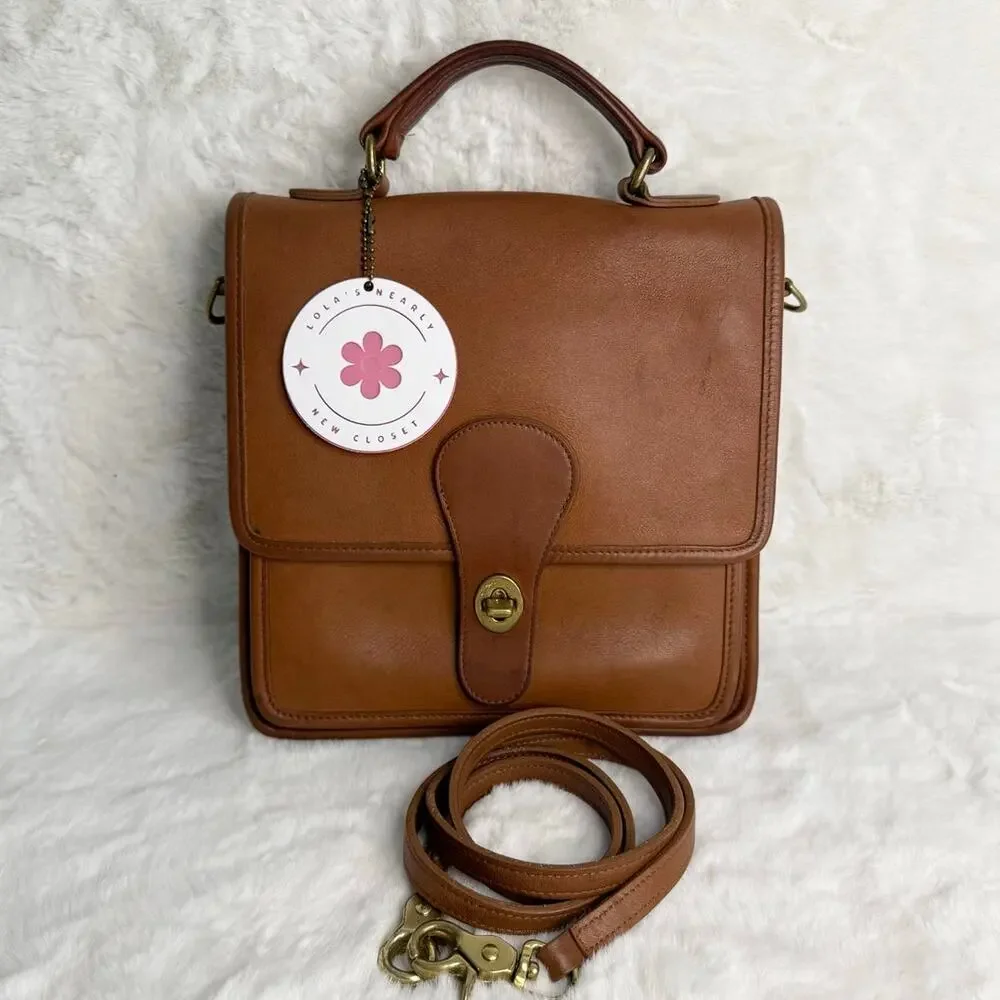 Vintage Coach 5130 Project Station British Tan Leather Crossbody Bag Purse